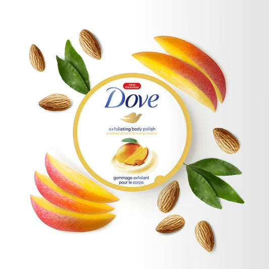 Dove Exfoliating Body Polish Scrub For Dry Skin With Crushed Almond & Mango Butter